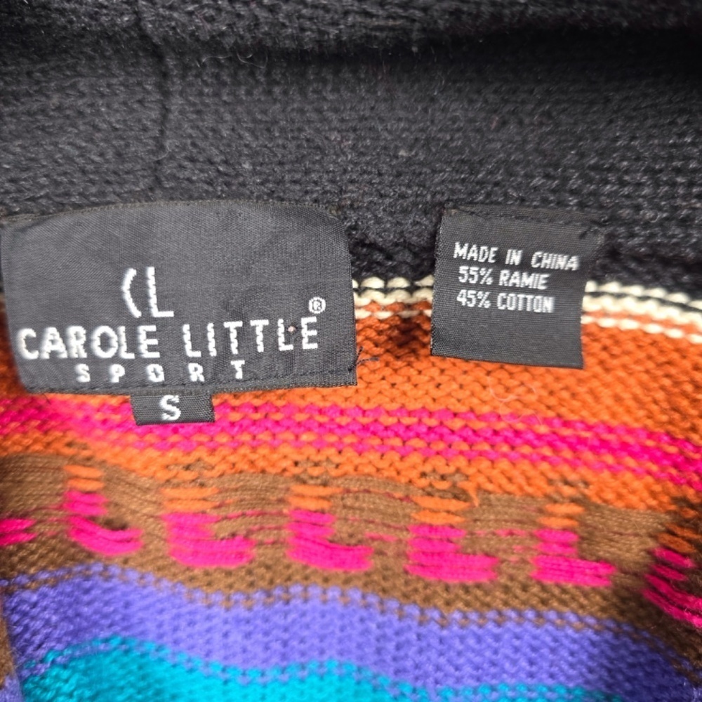 VTG- Carole Little- Womens Small Shawl collar Cardigan Southwest Aztec Sweater - Picture 8 of 11